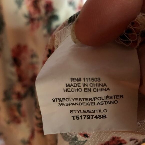 AUW white floral short sleeve shirt polyester blend large READ - Picture 5 of 5